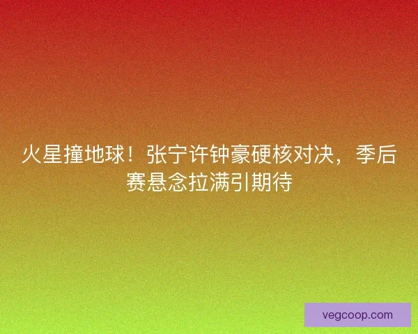火星撞地球！张宁许钟豪硬核对决，季后赛悬念拉满引期待