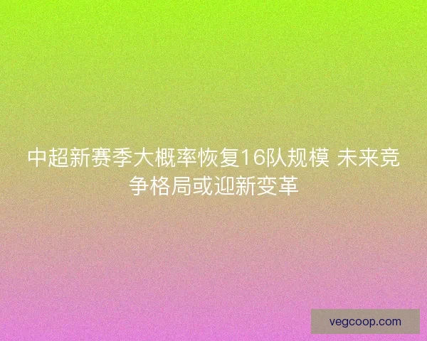 中超新赛季大概率恢复16队规模 未来竞争格局或迎新变革